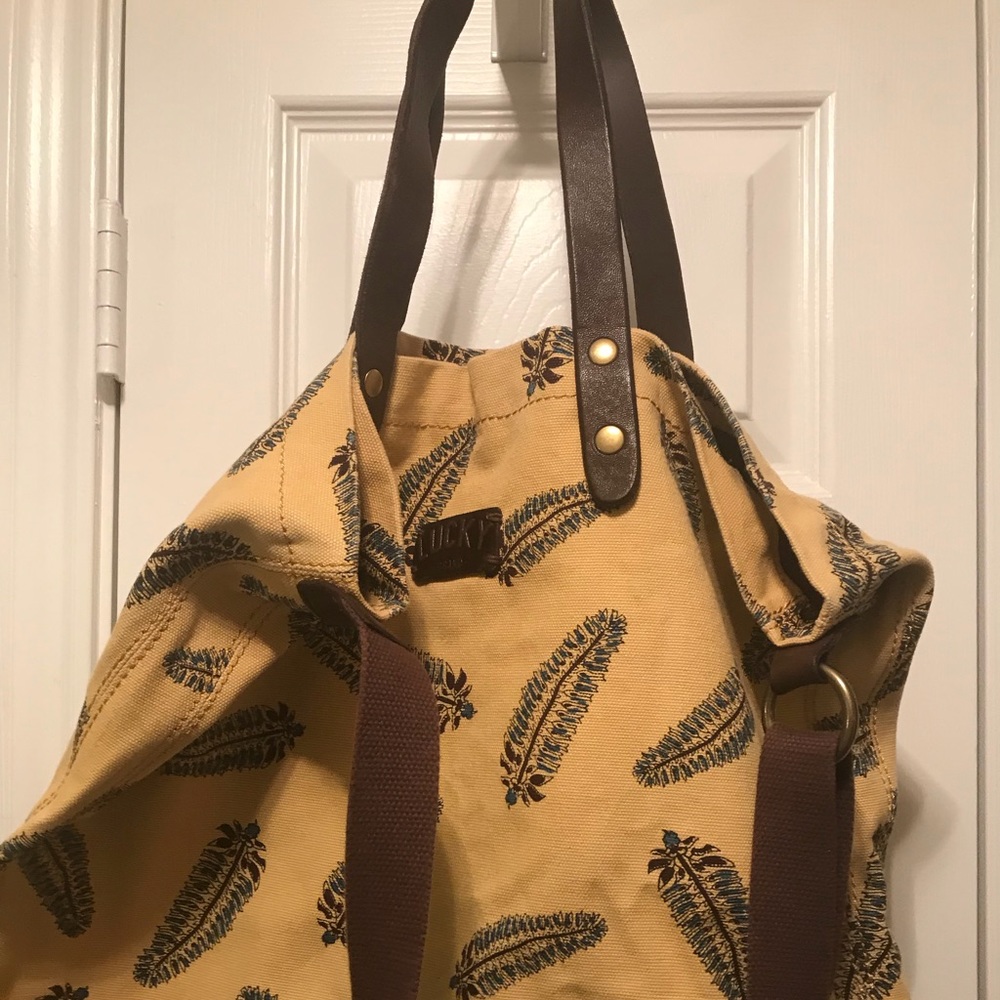 Canvas with leather handles Lucky bag